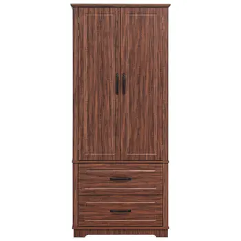 30" Walnut Wood Two Drawer Sideboard with Two Doors