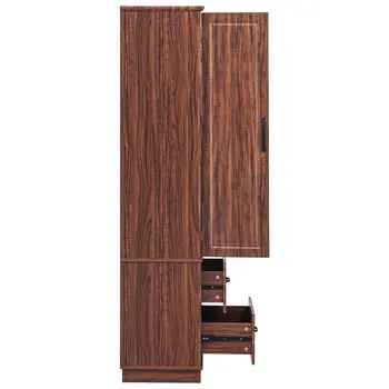30" Walnut Wood Two Drawer Sideboard with Two Doors