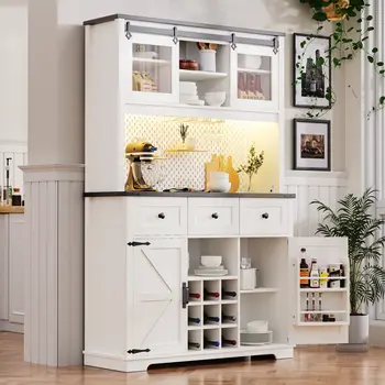 47" White Wood Three Drawer Sideboard with Two Sliding Doors