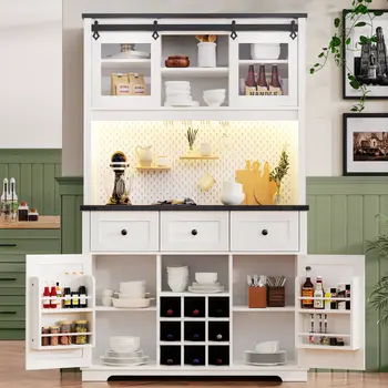 47" White Wood Three Drawer Sideboard with Two Sliding Doors