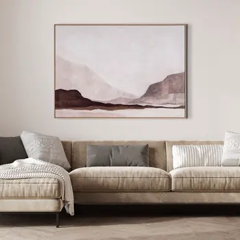 Baffin And Hand Painted Canvas Hand Painted Brown Floater Frame Wall Art
