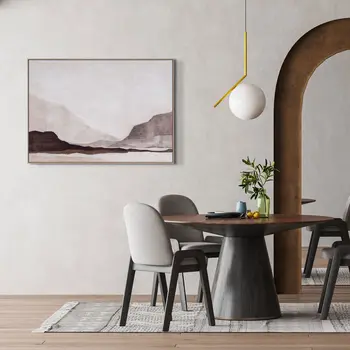 Baffin And Hand Painted Canvas Hand Painted Brown Floater Frame Wall Art
