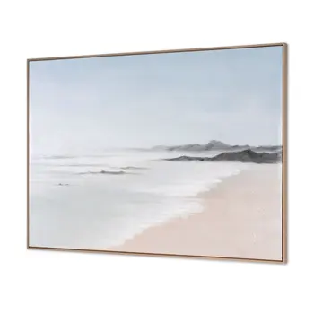 Oceana Bay And Hand Painted Canvas Hand Painted Brown Floater Frame Wall Art