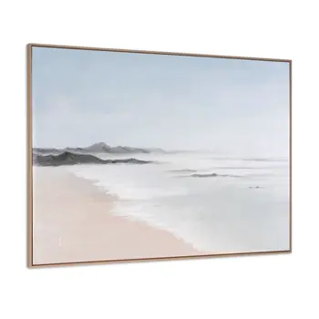Oceana Bay And Hand Painted Canvas Hand Painted Brown Floater Frame Wall Art