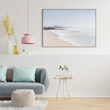 Oceana Bay And Hand Painted Canvas Hand Painted Brown Floater Frame Wall Art