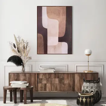 Moderato And Hand Painted Canvas Hand Painted Brown Floater Frame Wall Art