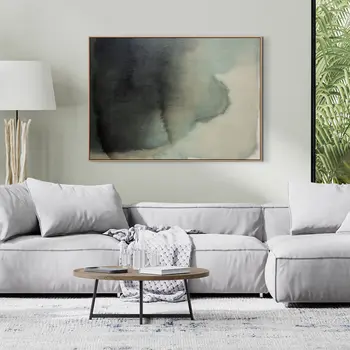 Evergreen And Hand Painted Canvas Hand Painted Brown Floater Frame Wall Art
