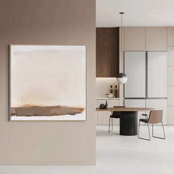 Adagio And Hand Painted Canvas Hand Painted Brown Floater Frame Wall Art