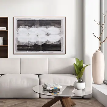 Motif And Hand Painted Canvas Hand Painted Brown Floater Frame Wall Art
