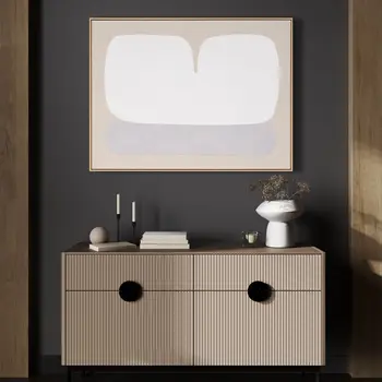 Interval II And Hand Painted Canvas Hand Painted Brown Floater Frame Wall Art