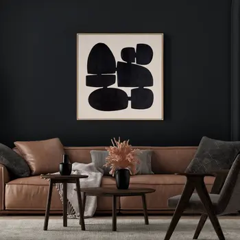 Cairns I And Hand Painted Canvas Hand Painted Brown Floater Frame Wall Art
