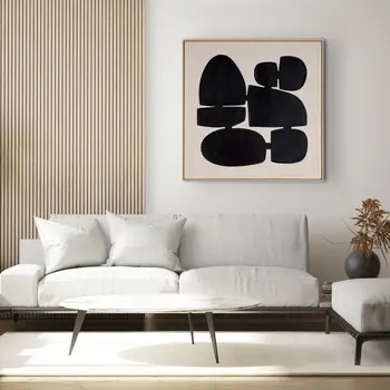 Cairns I And Hand Painted Canvas Hand Painted Brown Floater Frame Wall Art