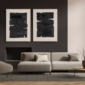 Echoes of Shadows II And Hand Painted Canvas Hand Painted Brown Floater Frame Wall Art