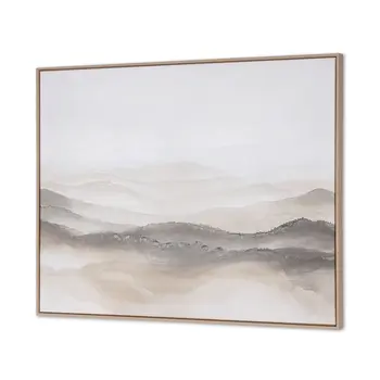 Over the Hills And Hand Painted Canvas Hand Painted Brown Floater Frame Wall Art