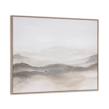 Over the Hills And Hand Painted Canvas Hand Painted Brown Floater Frame Wall Art
