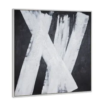 Intersecting Dimensions And Hand Painted Canvas Hand Painted White Floater Frame Wall Art