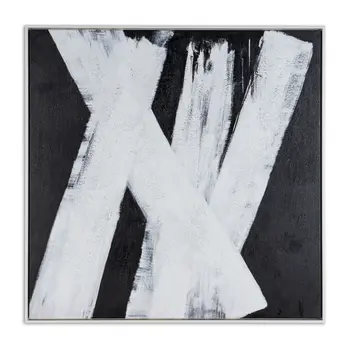 Intersecting Dimensions And Hand Painted Canvas Hand Painted White Floater Frame Wall Art
