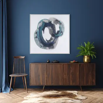Ripples in Time And Hand Painted Canvas Hand Painted White Floater Frame Wall Art