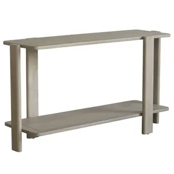 54" White Solid Wood Console Table With Shelf