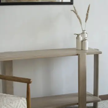 54" White Solid Wood Console Table With Shelf