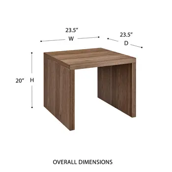 20" Walnut Wood Square Sled End Table