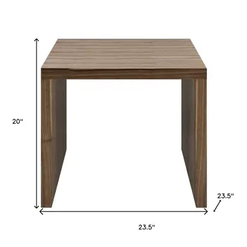 20" Walnut Wood Square Sled End Table