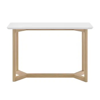 47" White and Natural Wood and Solid Wood Frame Console Table
