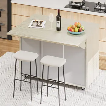 51" Champagne Wood Rolling Kitchen Island