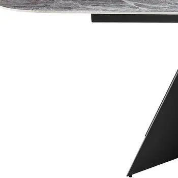94" Gray and Black Ceramic and Steel Dining Table
