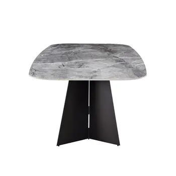 94" Gray and Black Ceramic and Steel Dining Table