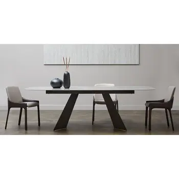 94" Gray and Black Ceramic and Steel Dining Table
