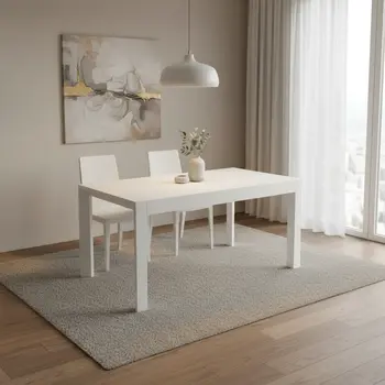 63" White Wood Dining Table