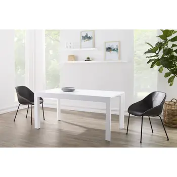 63" White Wood Dining Table