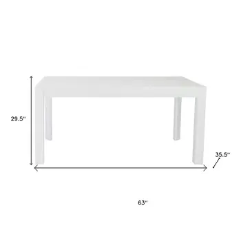 63" White Wood Dining Table