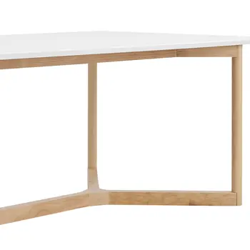 63" White and Natural Wood Frame Base Dining Table