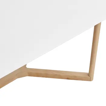 63" White and Natural Wood Frame Base Dining Table