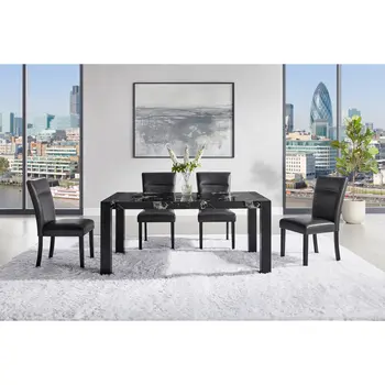 68" Black Wood Dining Table