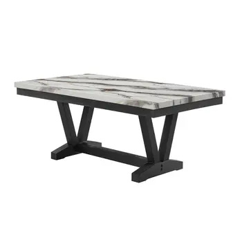 72" Black Wood Trestle Base Dining Table