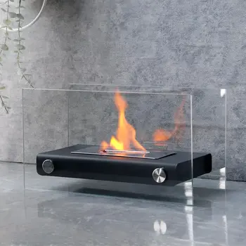 7" Black Glass Ethanol Fireplace