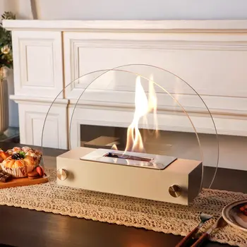 7" White Glass Ethanol Fireplace