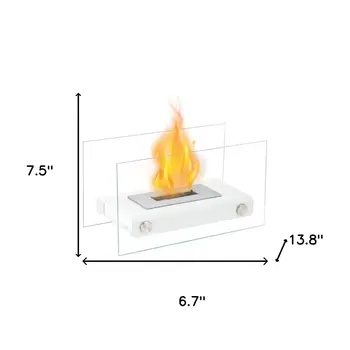 7" White Glass Ethanol Fireplace