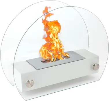 7" White Glass Ethanol Fireplace