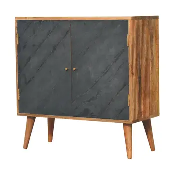 30" Brown Solid Wood Accent Cabinet With Two Doors