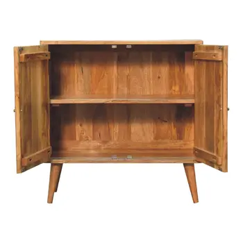 30" Brown Solid Wood Accent Cabinet With Two Doors