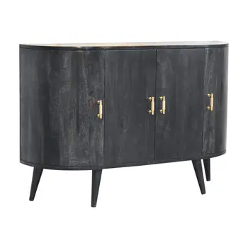 32" Brown Solid Wood Accent Cabinet With Two Doors