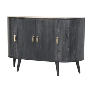 32" Brown Solid Wood Accent Cabinet With Two Doors