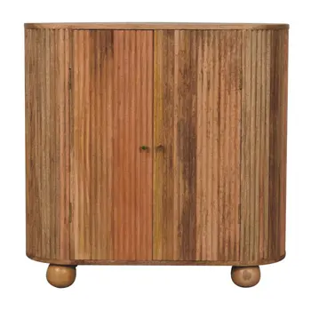 35" Brown Solid Wood Accent Cabinet With Two Doors