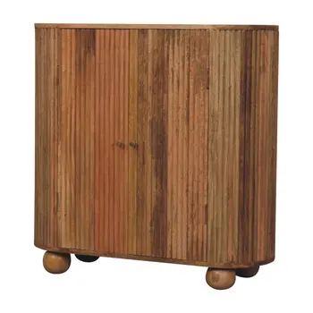 35" Brown Solid Wood Accent Cabinet With Two Doors