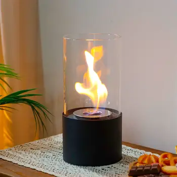 5" Black Glass Ethanol Fireplace
