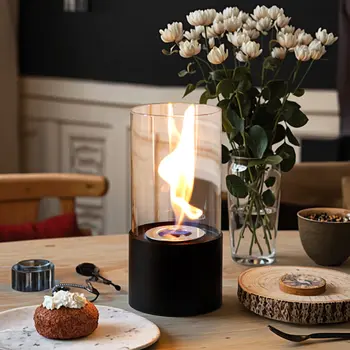 5" Black Glass Ethanol Fireplace